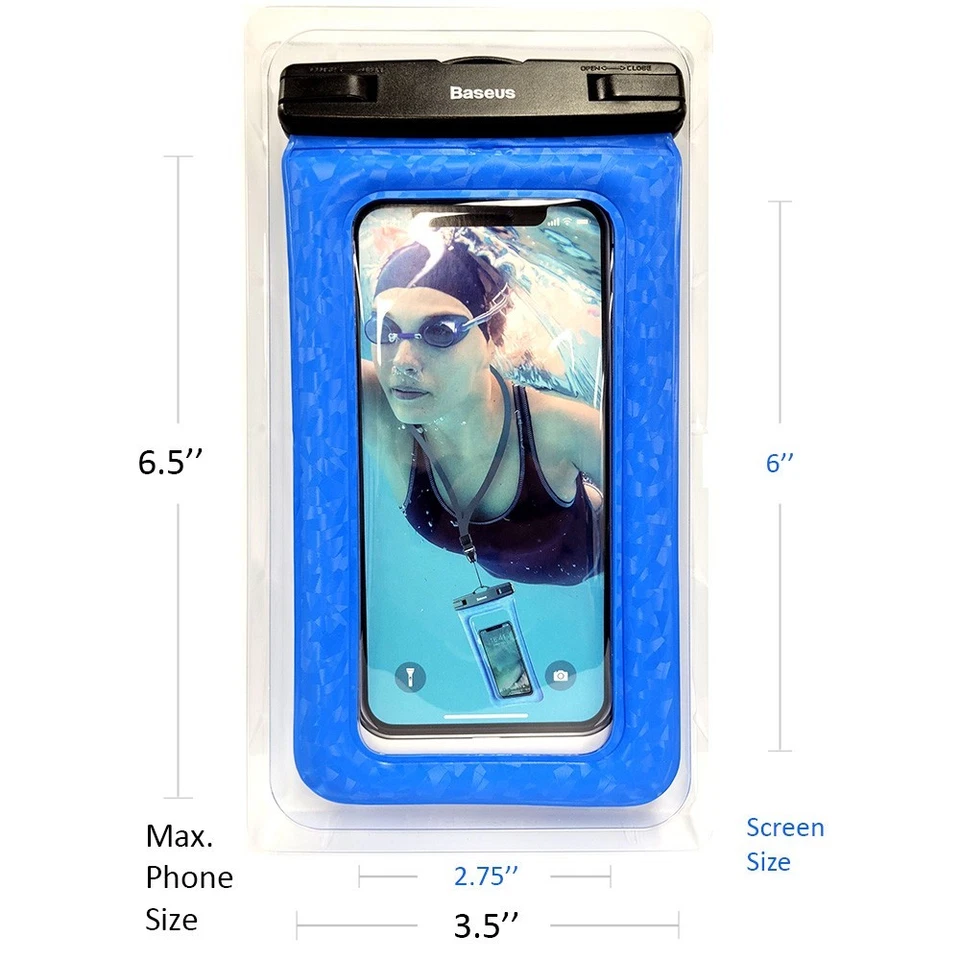Baseus Air Cushion Waterproof Bag Phone Pouch IPX8 + Neck Strap Lanyard - Blue - Image 4 of 4