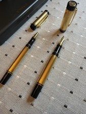 Penna stilografica Parker Duofold Centennial Godron placcata oro 23k pennino medio -rara-