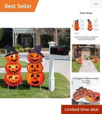 34" Tall Extra Large 3-Tiered Pumpkin Ghost Yard Signs for Outdoor Decoration...