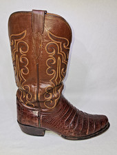 *DIFETTO Stivali Lucchese Siena Ultra Caimano Marrone Pancia Western Cowboy Uomo 9 2E