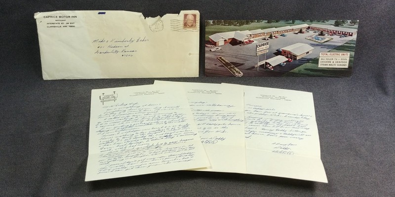 Clarksville Arkansas 1973 Caprice Motor Inn Stationary 3 Letter Postcard Lot L74