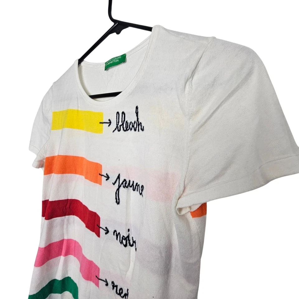 Camiseta de mujer United Colors of Benetton informal a rayas cuello redondo elástica talla pequeña Foto 3 de 4