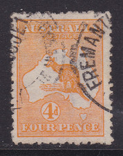 AUSTRALIA 1913 4d Orange KANGAROO AND MAP FREMANTLE PMK SG 6 (SH27)