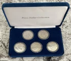 5 EX Vintage 1922 and 1923 Peace Dollar Silver Coins in Display Box
