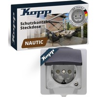 Steckdose 1-Fach Kopp Nautic Aufputz Feuchtraum Grau IP44 Klappdeckel 16 A
