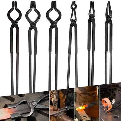 VSEK Blacksmith Knife Making Tongs Set  3/8 1/2 5/8 VBit, 1/4 Flat Jaw