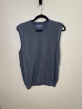 Club Room Mens Gray V-Neck Sweater Vest Sleeveless Size M 76 Cotton 24 Nylon