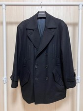 USED 80S DUETRIO ISSEY MIYAKE DOUBLE-BREASTED WOOL COAT, SIZE GOOD