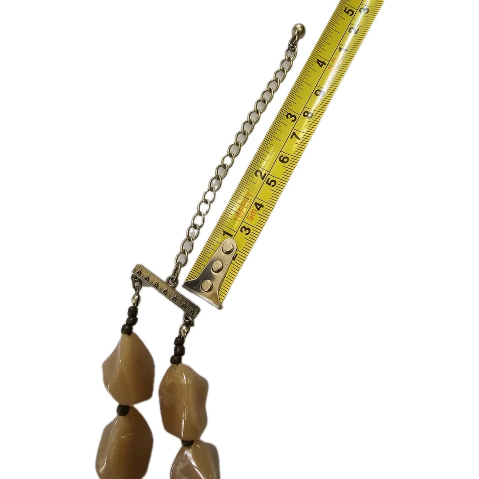 Gargantilla Collar Piedras Cuentas Naturales Howlita Marrón Turquesa 2 Hilos CHICO'S  Foto 4 de 4