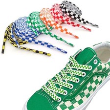 Checkered Flat Athletic SHOE LACES Sneaker Shoes Strings