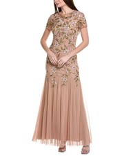 Adrianna Papell Beaded Gown Women's Gold 6
