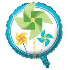 Turning One Boy Pinwheel Blue 1st Birthday Pa...