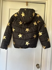 Girl's R1881 by S. Rothschild Puffer Coat Black with Gold Stars, size XL