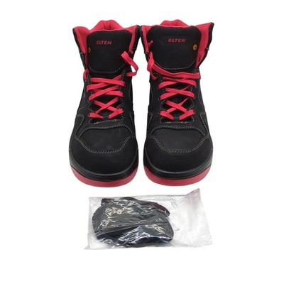 ELTEN Maverick Mid ESD S3 Sicherheitsschuhe Leder Schwarz/Rot Gr. 46