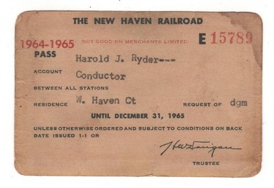 New York, New Haven & Hartford Railroad - 1964-65 Employee Pass