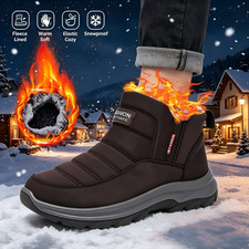 Men's Insulated Winter Snow Boots Outdoor Waterproof Warm Fur Lining Ankle Shoes