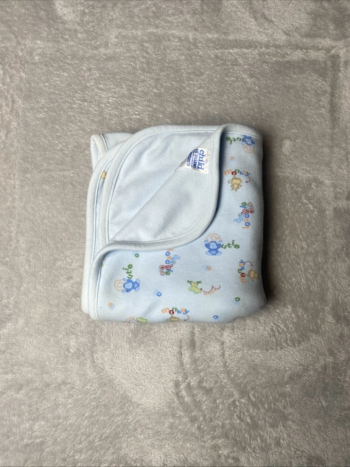 Manta de bebé Carter's Blue Child of Mine adorable Cutie ABC mono rana hormiga insecto Foto 2 de 4