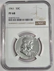 1961 Proof Franklin Half Dollar PF68 NGC Graded - White Gem Coin - FREE SHIPPING