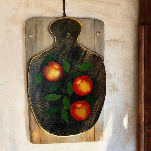 Hand-Painted Cutting Board w Apples, Primitive Country Dark Moody Witchy Kitchen - Picture 1 of 10