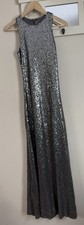 Stunning Revelry Pewter Silver Grey Sequined Sheath Maxi Formal Gown 2