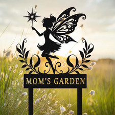 Custom Fairy Garden Sign with Stake, Metal Fairy Garden Decor, Flower Beds Decor