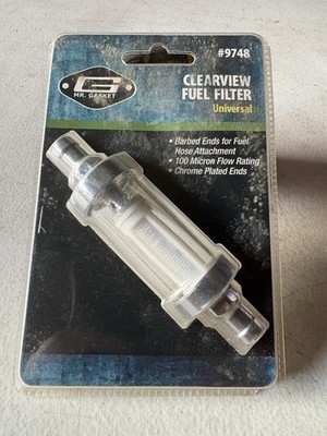 NOS Mr Gasket 9748 Clearview Fuel Filter 3/8  Inline Chrome Hot Rod 6-15