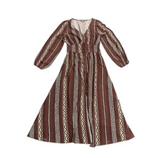 Wrangler Retro Southwestern Striped Long Sleeve Button Maxi Dress Medium Western