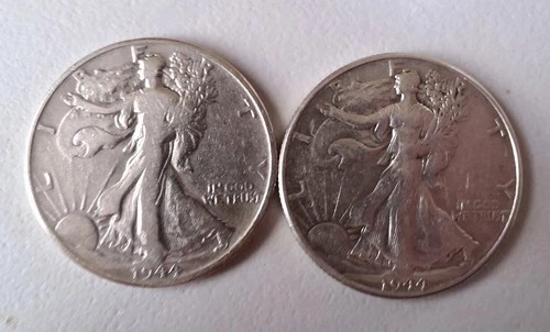 Lot of two (2)  1944 P Nearly Uncirculated 50C Walking Liberty Half Dollars