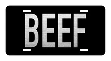 🔥REFLECTIVE🔥 Diamond Etch Engraved BEEF Car Tag Front Vanity License Plate