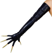 Women Fingerless Long Gloves 28"" Opera Leather Gloves Upper Arm Length Open ...