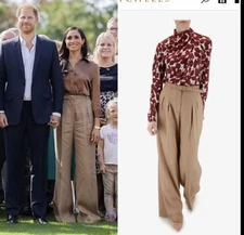 Gabriela Hearst 'Vargas' Wool Trousers in Camel ASO Meghan Markle Size 44 Medium