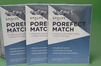 SpaLife POREFECT MATCH 3 Nose Strips + 24 Pimple Patches Ea Box ~ 3 Packs