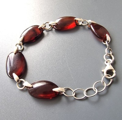 Elegantes Armband Bernstein 925er Silber Vintage Schmuck ZZ415