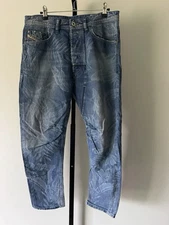 Diesel 0812W Narrot Jeans Size W29 L28 Leaf Pattern Washed Denim