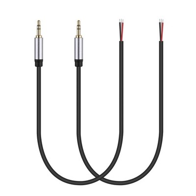 2-Pack 3.5mm TRS 3 Pole 1/8'' Male Plug to Bare Wire Audio Cable Replacement