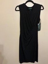 NWT Lauren Ralph Lauren women’s size 4 black faux wrap sleeveless Dress