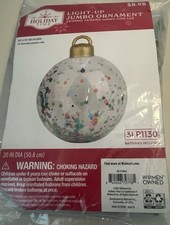 Blow Up Inflatable Light Up 20 diameter Christmas Ornament confetti NEW