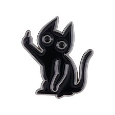 Funny Cat with Middle Finger Brooch Pin - Creative Humor Animal Give the Fing...
