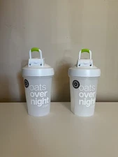 Set of 2 OATS OVERNIGHT BlenderBottle Green Tab Shaker Oatmeal Classic Original