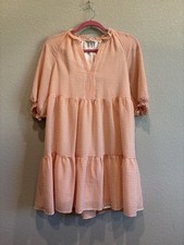 THML Orange Gingham Tiered Dress Women’s S