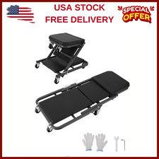 36" 2-in-1 Foldable Automotive Mechanic Repair Under Car Rolling Creeper Seat