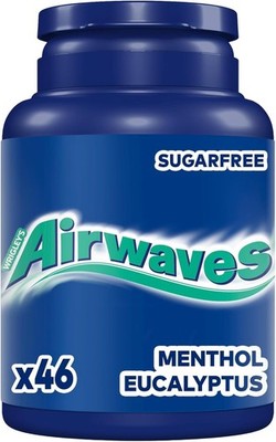 Wrigley's Airwaves Menthol And Eucalyptus Bottle, 46 Count (Pack of 1), Green