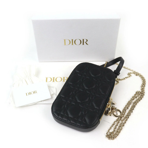Christian Dior S0872ONMJ Pouch Lady Cannage Phone Black Lambskin Italy