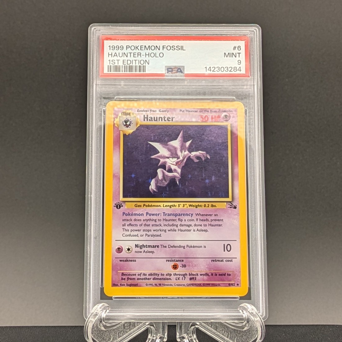 Pokemon 1st Edition Fossil Haunter Holo Rare 6/62 - PSA 9 MINT