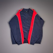 Men  s VTG Y2k Russell Athletics Navy and Red Zip Up Windbreaker Jacket Size XL