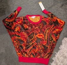 VTG Oscar de la Renta Active Wear Top Medium M NWT Paisley Batwing Made in USA