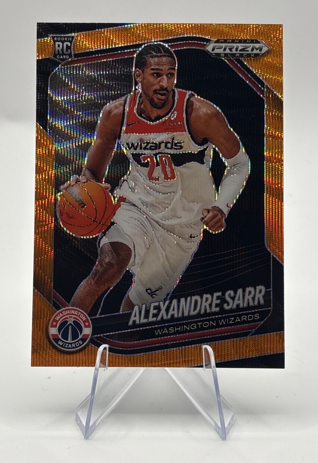 Alexandre Sarr 2024-25 Panini Prizm Black Orange Wave Prizm /60 RC Wizards #46