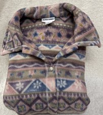 Vtg - Alfred Dunner - Fleece Jacket - Pastel Geometric/Flower - XL Shacket