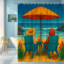 Beach Scene Shower Curtain for Bathroom Decor