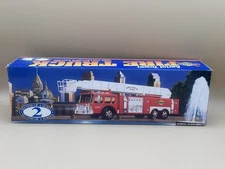 1995 Sunoco Aerial Tower Fire Truck 14 1/2" Long W/Lights & Siren Mint In Box
